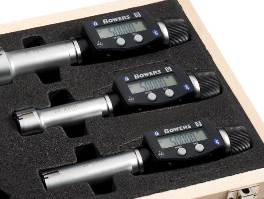 BOWERS SXTD6U-BT digital 3-punkt mikrometer sæt 50-100 mm med 3 digitale enheder med kontrolring og Bluetooth